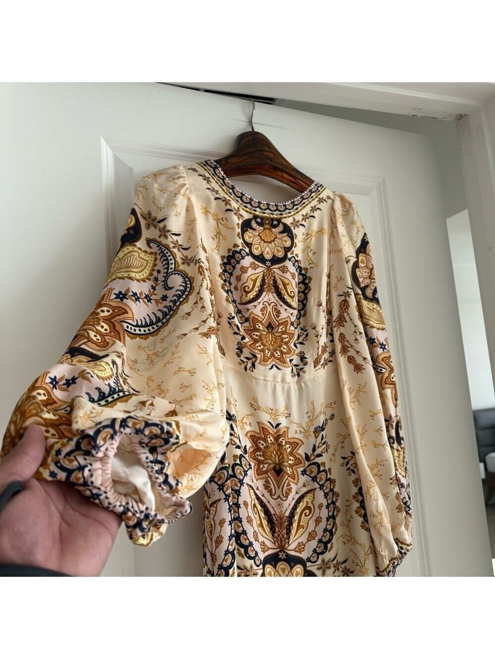 Farm Rio Beige Boho Midi Dress - Picture 3 of 8